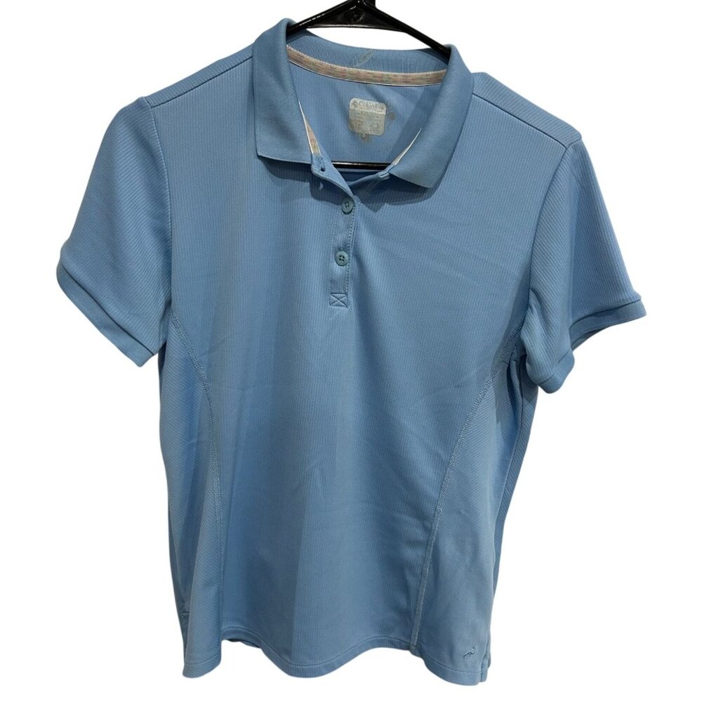 Columbia Womens Blue Short Sleeve Polo Shirt Size M Lightweight Breathable Sz M